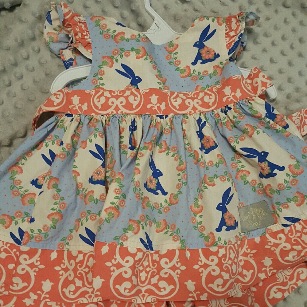 Blue Bunnies Eleanor Rose Penny Dress 6mth